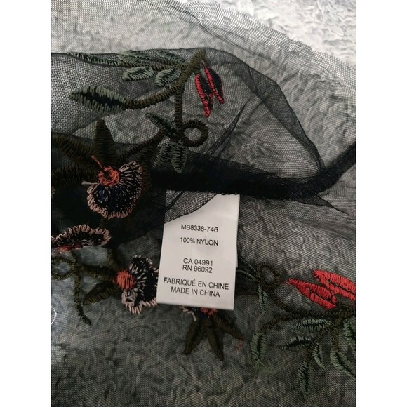 Dalia Sheer Embroidered Floral Flared Sleeve Top Small Multicolor Boho Feminine - Picture 10 of 11